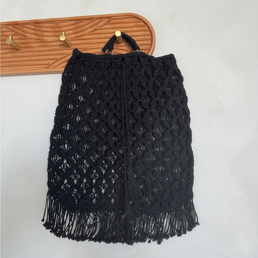 vintage black crochet bag